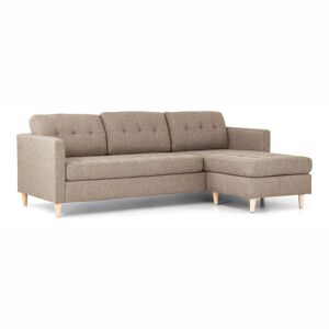 Marino sofa, chaiselongsofa højre eller venstrevendt i stof lysebrun og med træben.