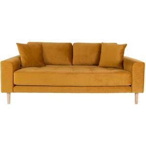 Lido sofa 2,5 pers. velour inkl. 2 pyntepuder, sennepsgul.