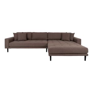Lido sofa , loungesofa højrevendt med 4 puder brun.