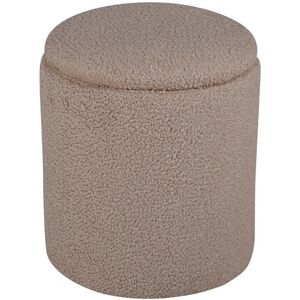 Limpen puf, fodskammel med opbevaring Ø32cm teddystof beige.