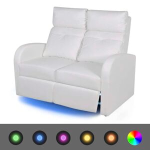 vidaXL 2-personers sofa med LED kunstlæder hvid