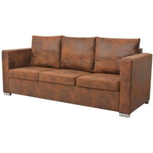 vidaXL 3-personers sofa 191 x 73 x 82 cm kunstigt ruskindslæder