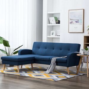 vidaXL L-formet sofa i stofbeklædning 186 x 136 x 79 cm blå