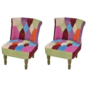 vidaXL fransk stol 2 stk. med patchwork-design stof