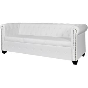 vidaXL 3-personers Chesterfield sofa kunstlæder hvid