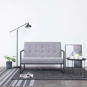 vidaXL 2-personers sofa med armlæn stål og stof lysegrå