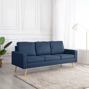 vidaXL 3-personers sofa stof blå