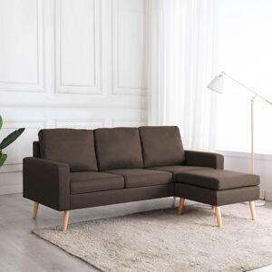 vidaXL 3-personers sofa med fodskammel stof brun