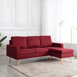 vidaXL 3-personers sofa med fodskammel stof vinrød