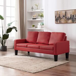 vidaXL 3-personers sofa kunstlæder rød