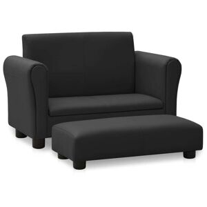 vidaXL sofa til børn med skammel kunstlæder sort