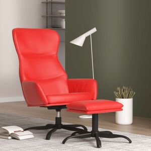 vidaXL lænestol med skammel kunstlæder rød