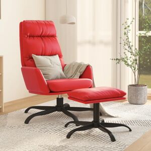 vidaXL lænestol med skammel kunstlæder rød