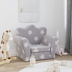 vidaXL sofa til børn stjernemønster blødt plys lysegrå