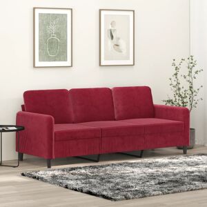 vidaXL 3-personers sofa 180 cm fløjl vinrød
