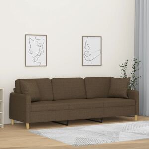 vidaXL 3-personers sofa med puder og hynder 210 cm stof brun