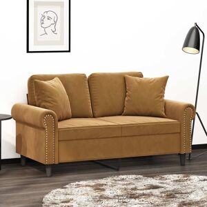 vidaXL 2-personers sofa med puder og hynder 120 cm velour brun
