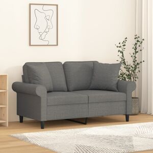 vidaXL 2-personers sofa med puder og hynder 120 cm stof mørkegrå