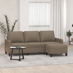 vidaXL 3-personers sofa med fodskammel 180 cm stof Gråbrun