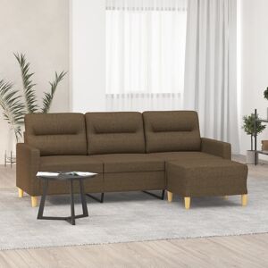 vidaXL 3-personers sofa med fodskammel 180 cm stof Brun