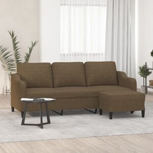 vidaXL 3-personers sofa med fodskammel 180 cm stof Brun