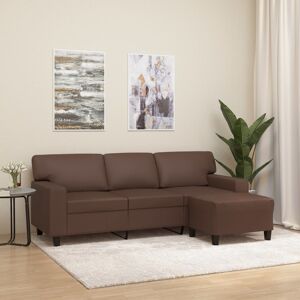 vidaXL 3-personers sofa med fodskammel 180 cm kunstlæder brun