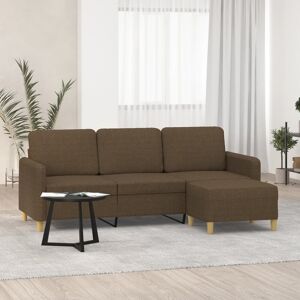 vidaXL 3-personers sofa med fodskammel 180 cm stof Brun