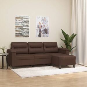 vidaXL 3-personers sofa med fodskammel 180 cm kunstlæder brun