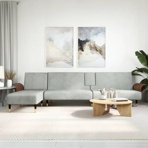 vidaXL L-formet sovesofa 279x140x70 cm velour lysegrå