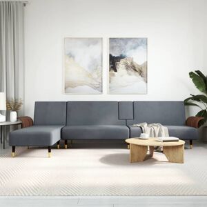 vidaXL L-formet sovesofa 279x140x70 cm velour mørkegrå