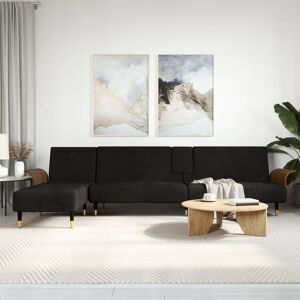 vidaXL L-formet sovesofa 279x140x70 cm velour sort