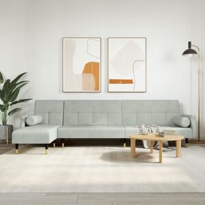 vidaXL L-formet sovesofa 271x140x70 cm velour lysegrå