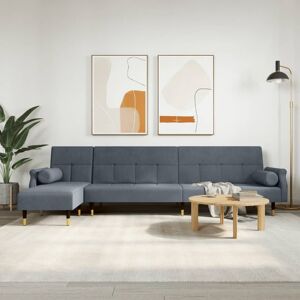 vidaXL L-formet sovesofa 271x140x70 cm velour mørkegrå