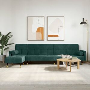 vidaXL L-formet sovesofa 271x140x70 cm velour mørkegrøn