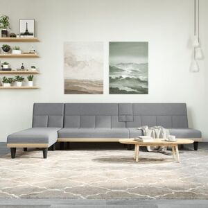 vidaXL L-formet sovesofa 255x140x70 cm stof lysegrå