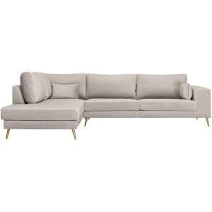 PARIS Hjørnesofa  med guldfarvet ben Venstrevendt - Beige velour Riviera 82