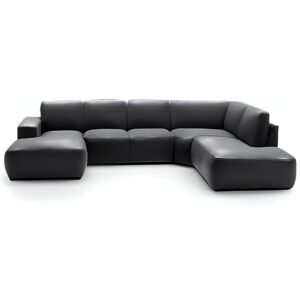 Hjort Knudsen Aarhus U sofa med open end venstrevendt sort semianilin læder