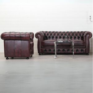 Liverpool Chesterfield 3+1 pers. sofa - Oxblod læder