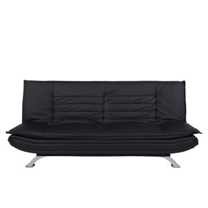 Faith sovesofa læderlook sort PU200 ben metal krom L196cm