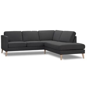 ASK hjørnesofa med højre open-end antracit 226x219cm