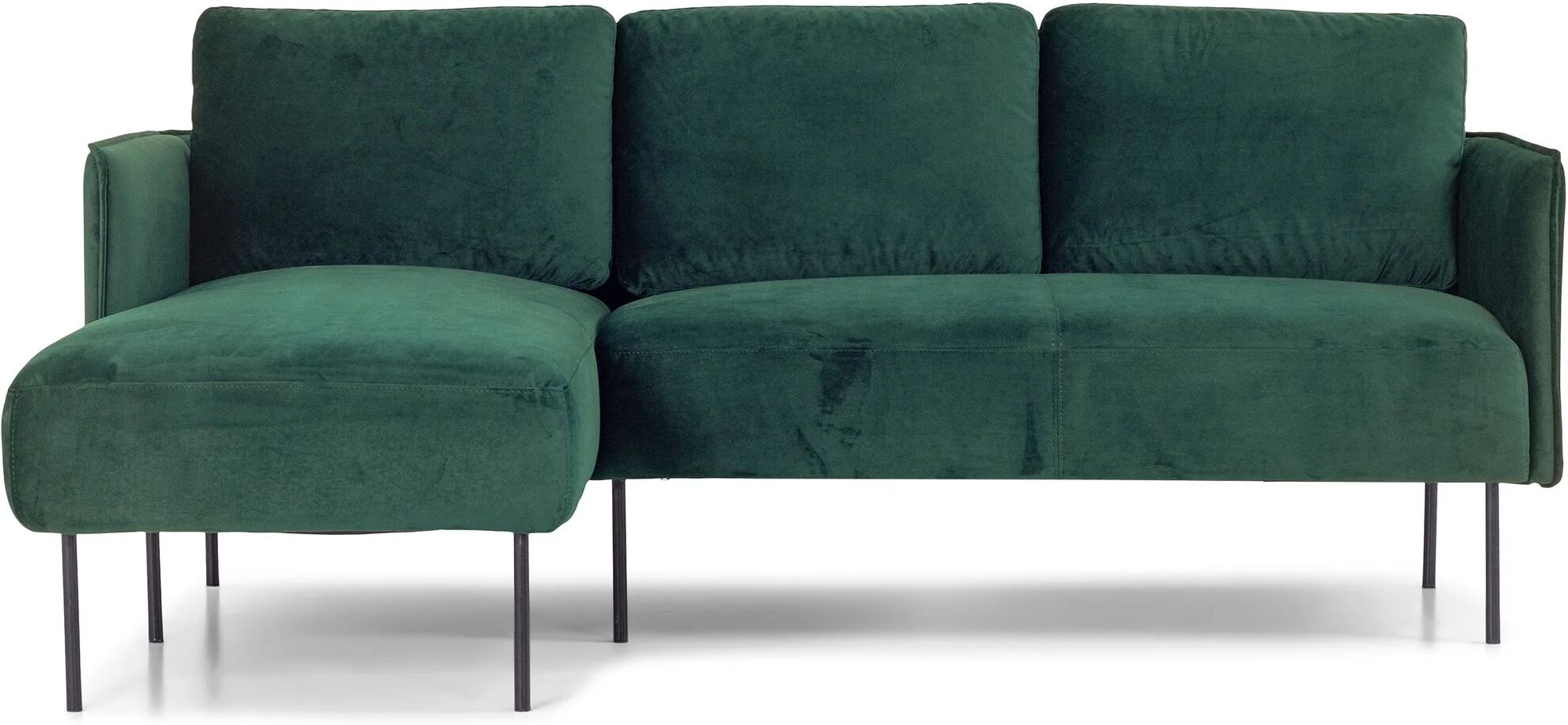 nimara.dk Nela - Venstrevendt Chaiselong Sofa Mørkegrøn Velour - 192 Cm