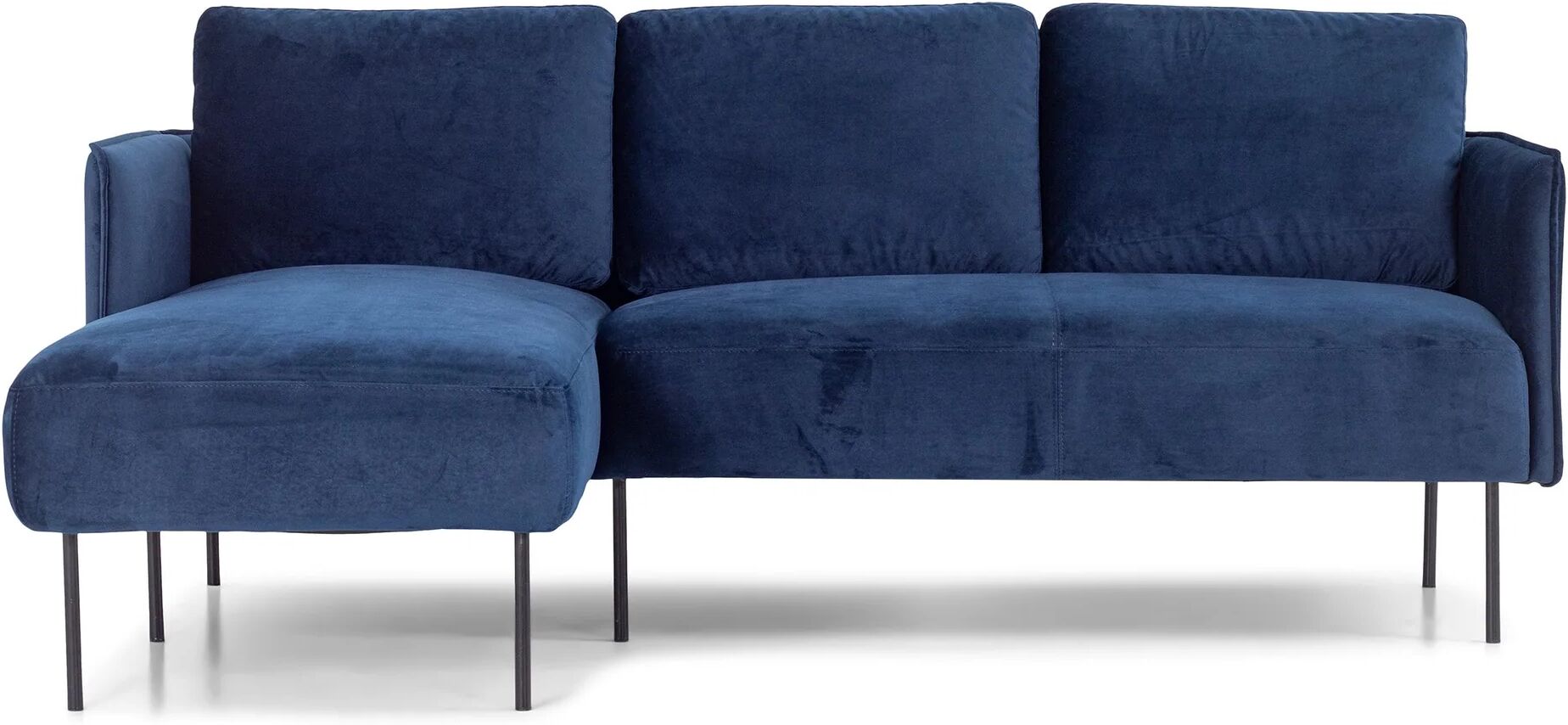 nimara.dk Nela - Venstrevendt Chaiselong Sofa Blå Velour - 192 Cm