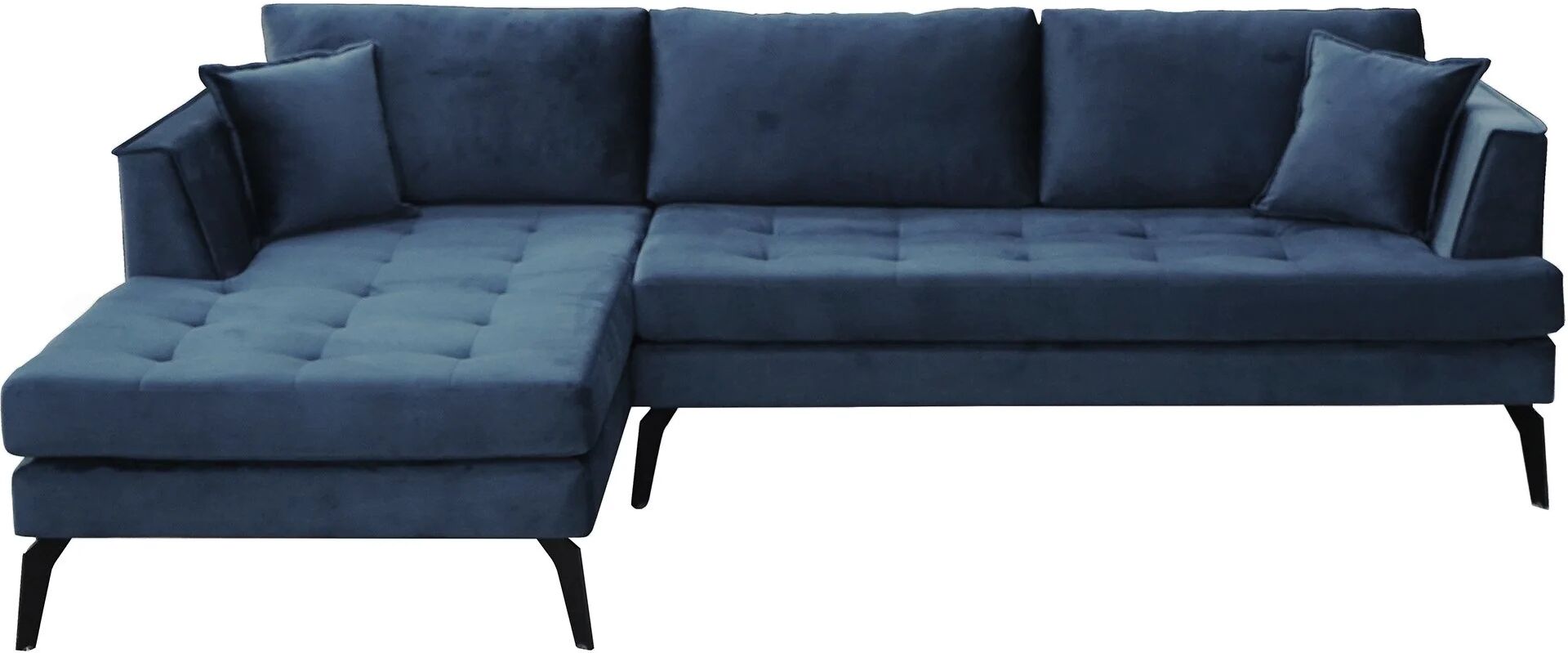 Nimara.dk Cali - Venstrevendt Chaiselong Sofa Blå Velour - 258 Cm