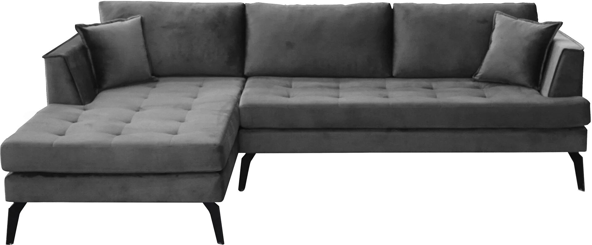 Nimara.dk Cali - Venstrevendt Chaiselong Sofa Grå Velour - 258 Cm