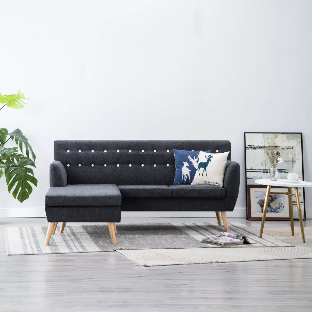vidaXL L-formet sofa i stofbeklædning 171,5 x 138 x 81,5 cm mørkegrå