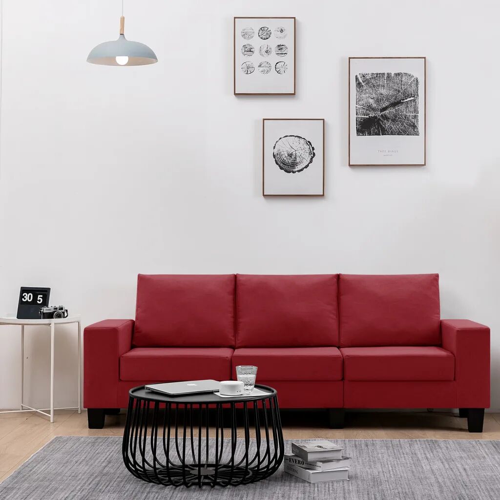 vidaXL 3-personers sofa stof vinrød