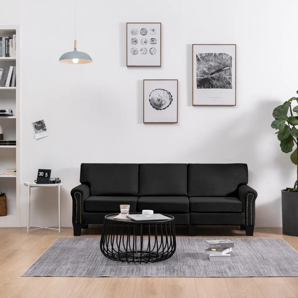 vidaXL 3-personers sofa stof sort