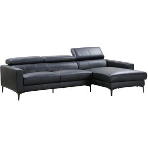 LINEA SOFA Sofá rinconera de piel de búfalo FLORENCE - Negro - Ángulo derecho