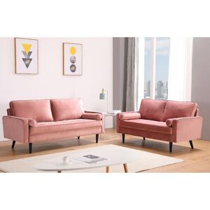 Unique Sofá de 3 plazas de terciopelo FLEUET - Rosa vintage