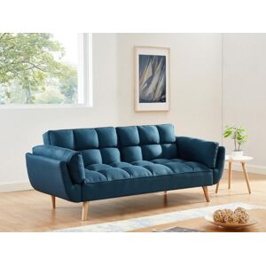 Unique Sofá cama de 3 plazas de tela LOELINE - Azul